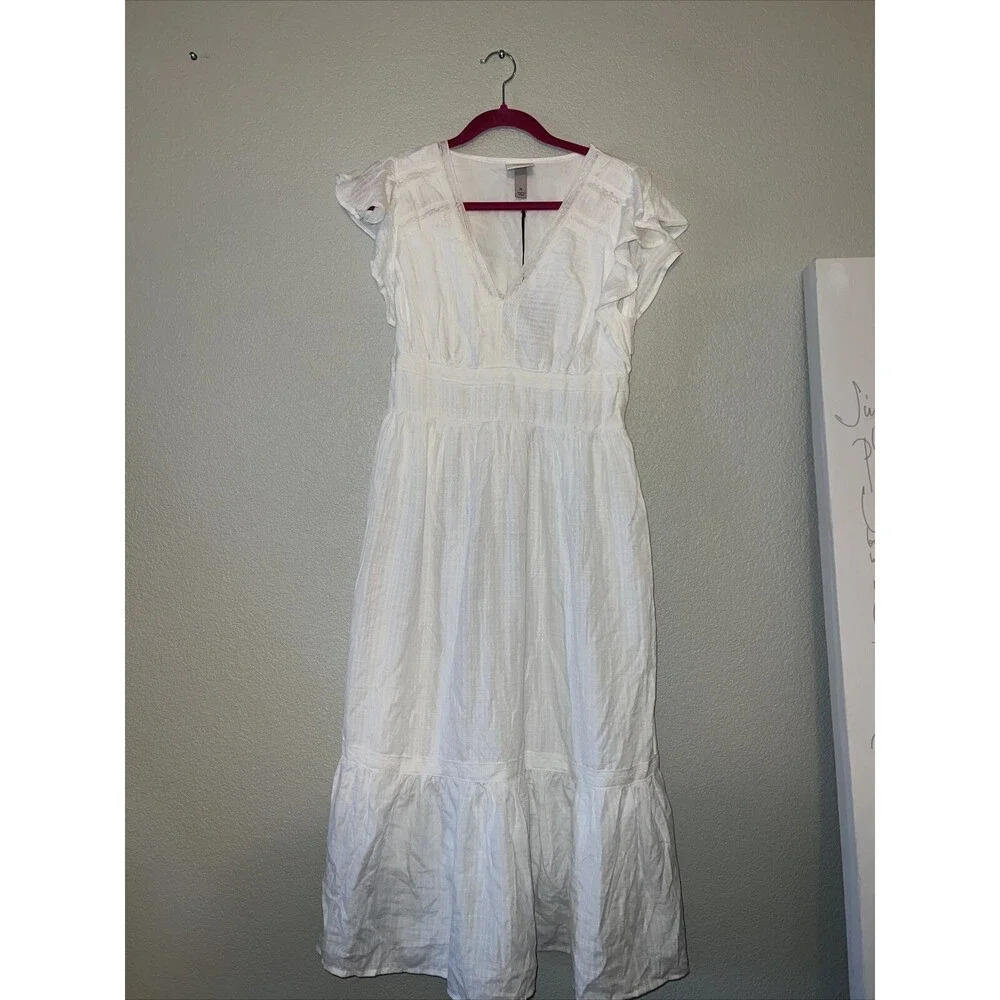 NWT Knox Rose Dress Sz M Womens White Lightweight Bohemian Tunic Dress